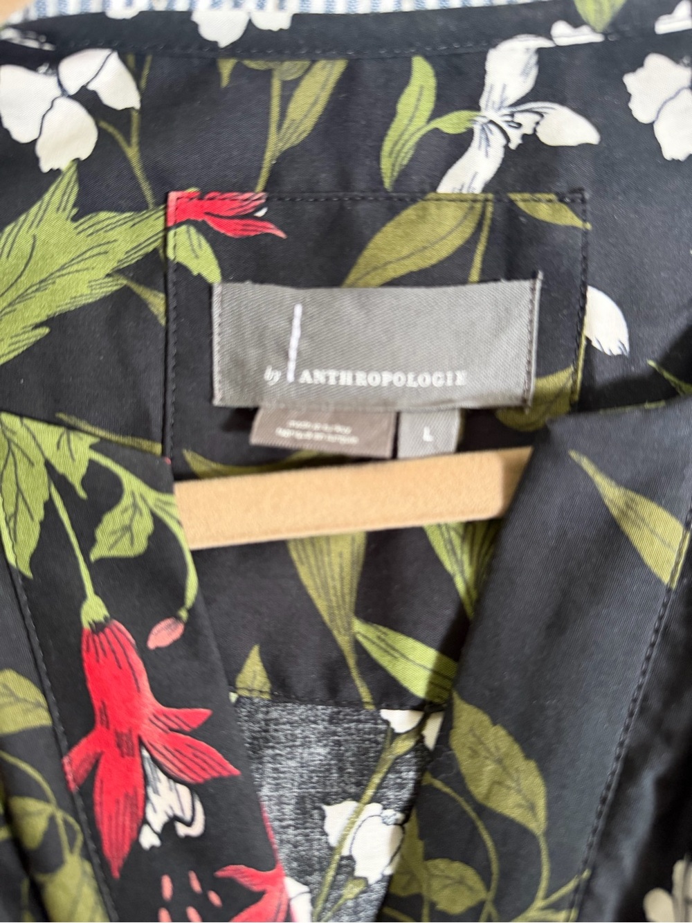 Anthropologie Black Floral Tiered Maxi Dress with Green & Pink Print - Picture 5 of 5